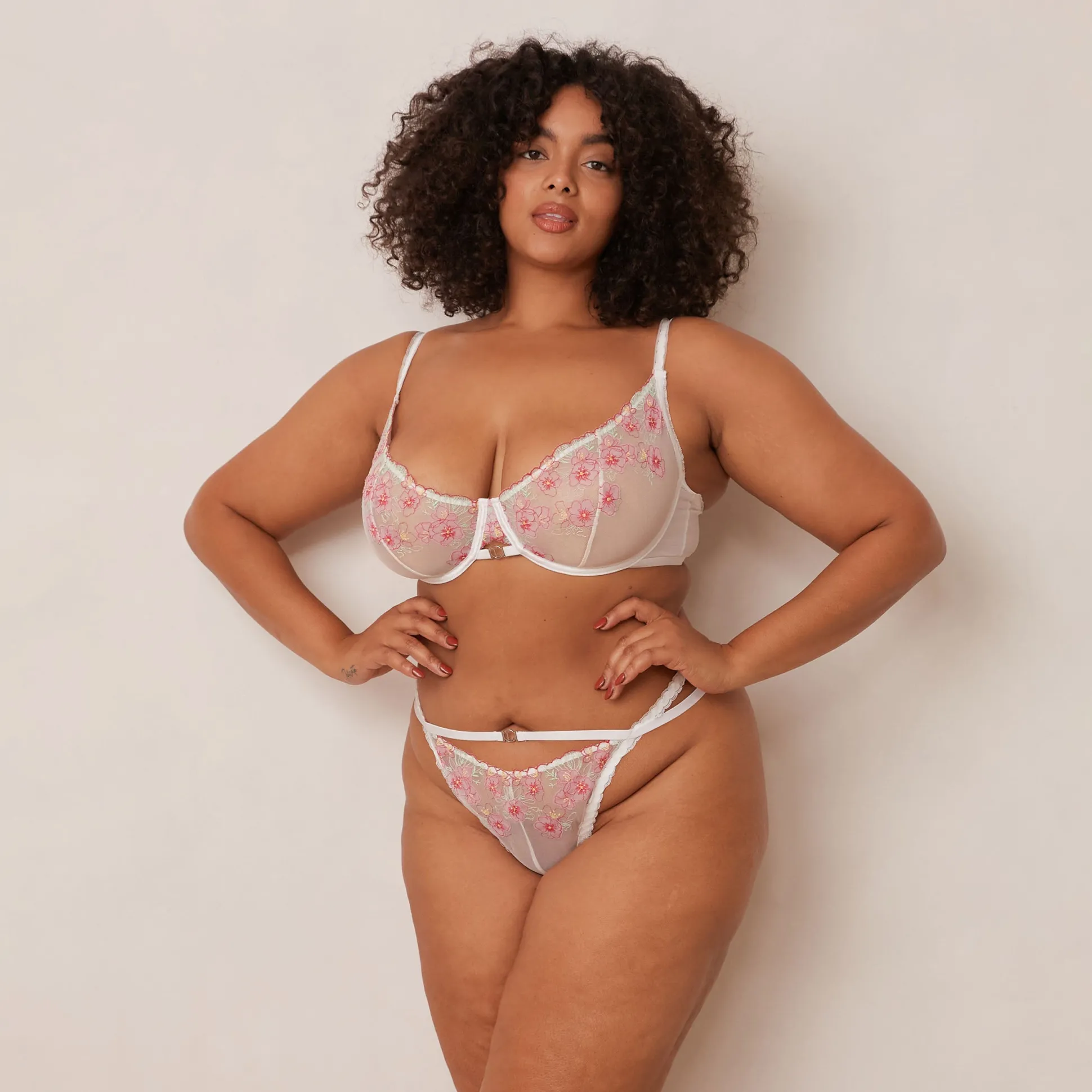 Ditsy Embroidered Balcony Bra
