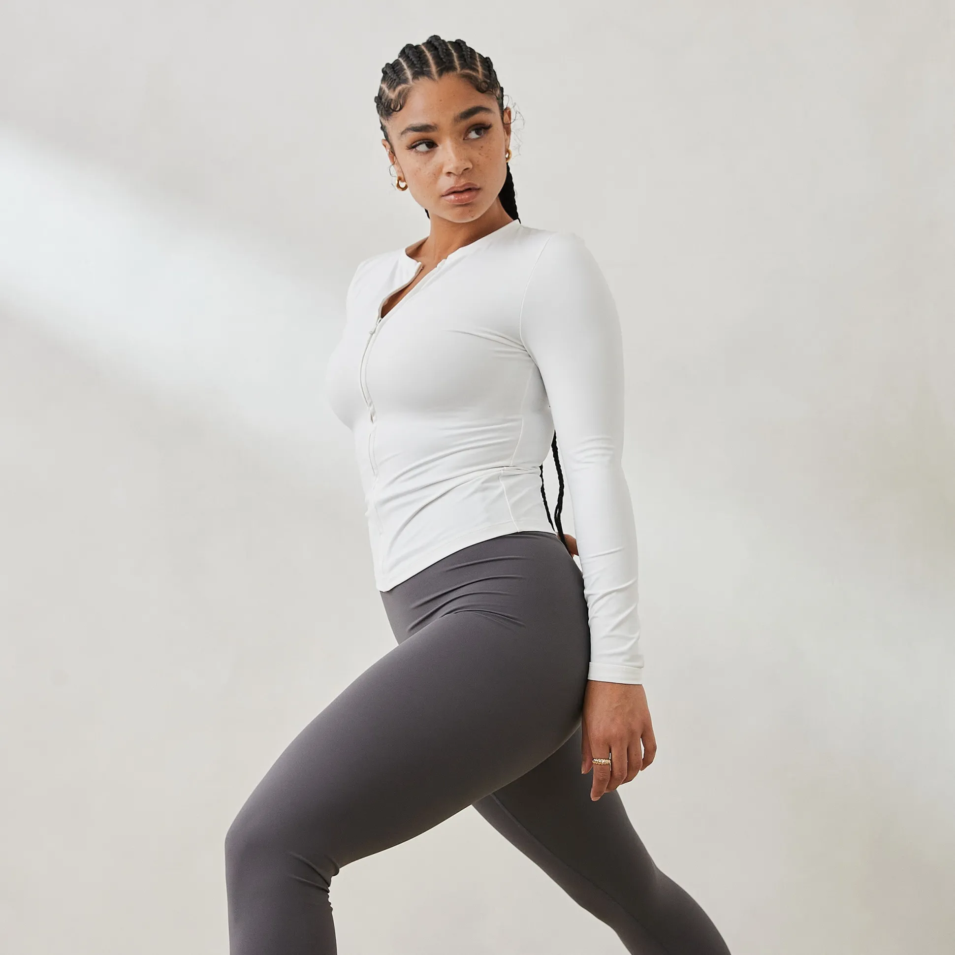 Essential Long Sleeve Zip Up Top