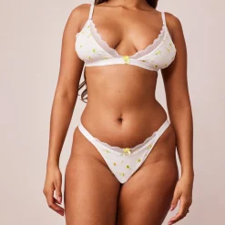 Ribbed Floral Triangle Bra