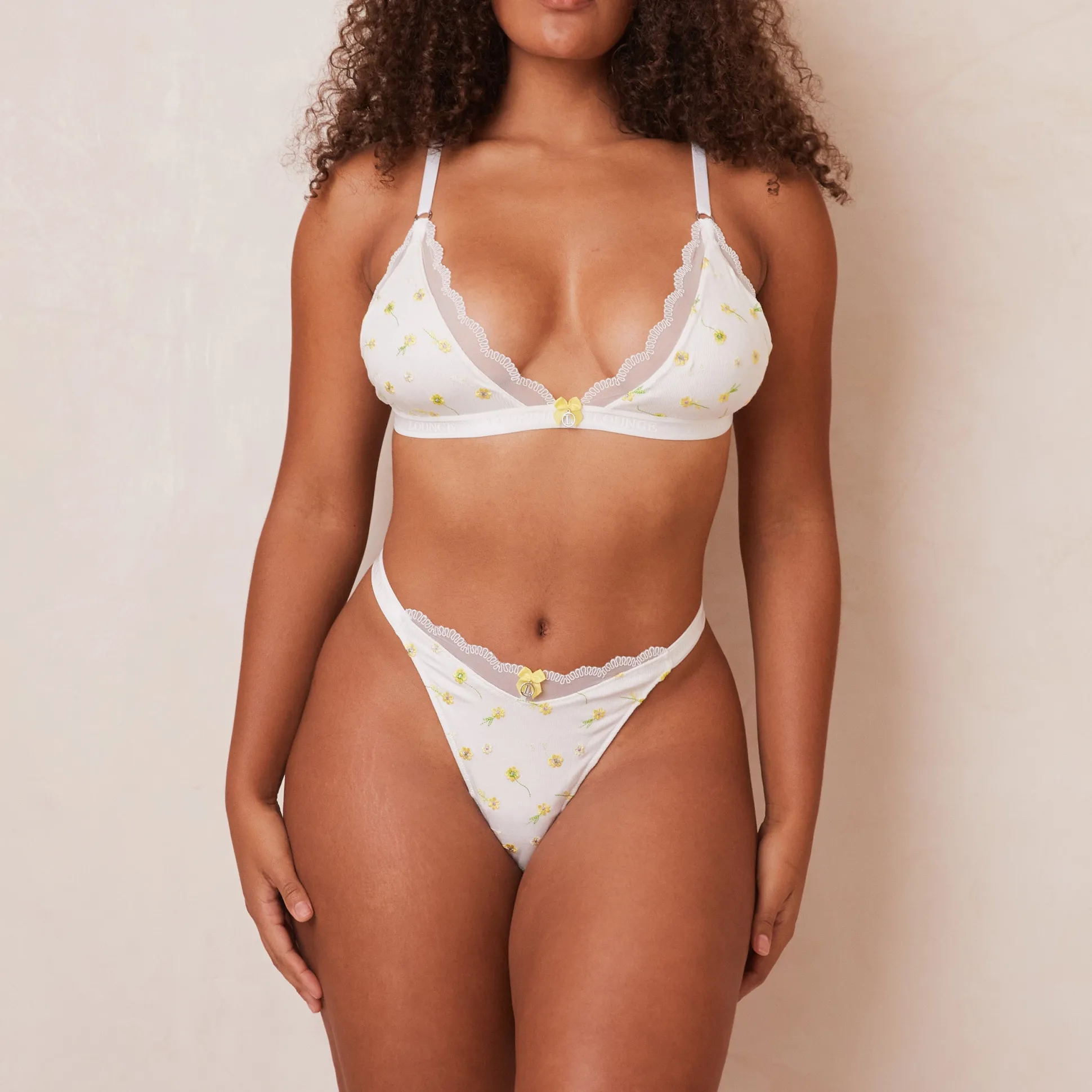 Ribbed Floral Triangle Bra