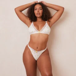 Ribbed Floral Triangle Bra