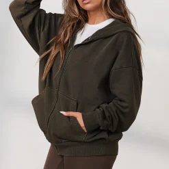 Signature Oversized Zip Up Hoodie