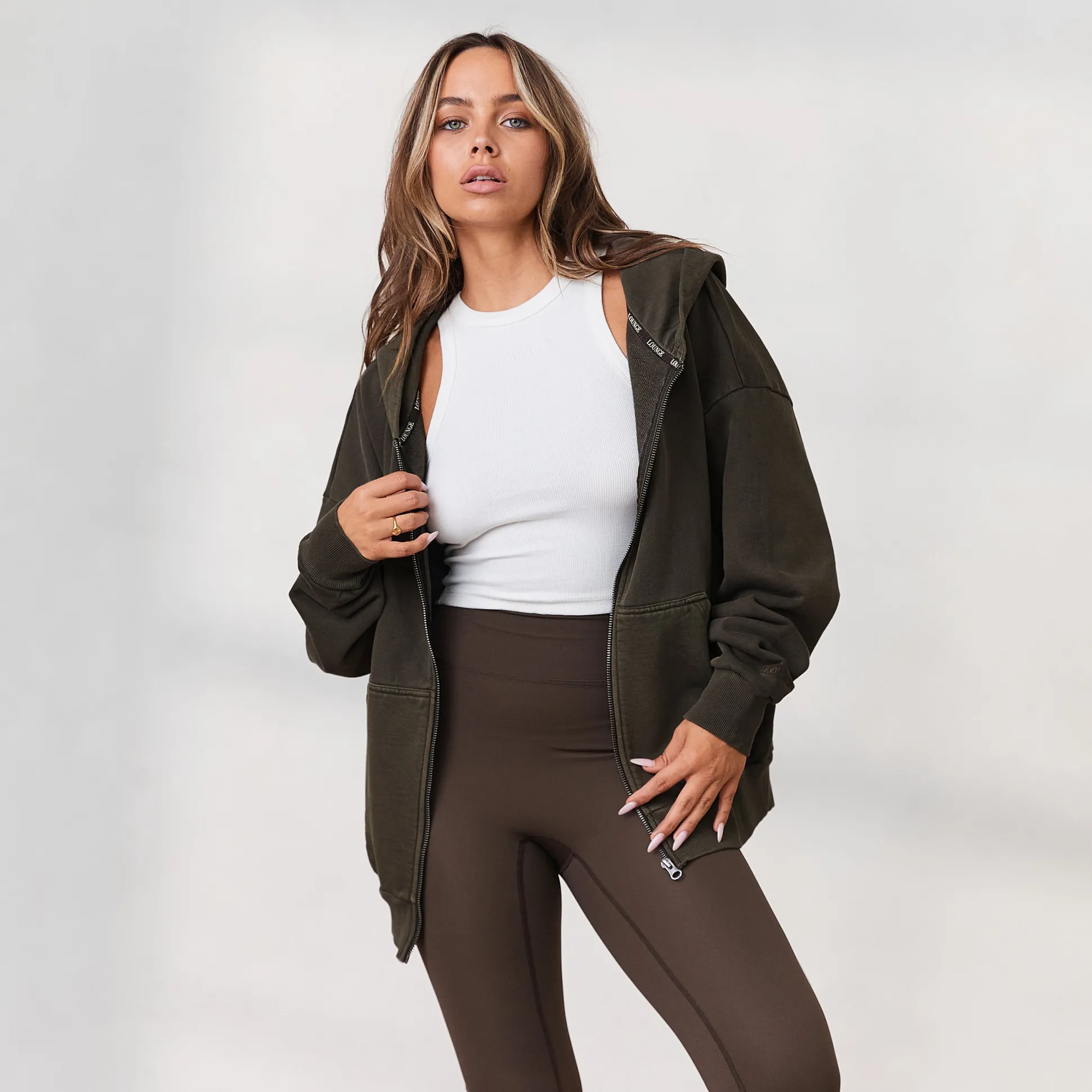 Signature Oversized Zip Up Hoodie