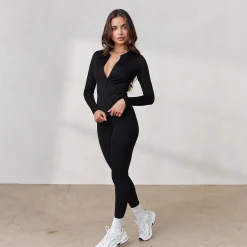 Signature Ribbed Long Sleeve Zip-Up Top