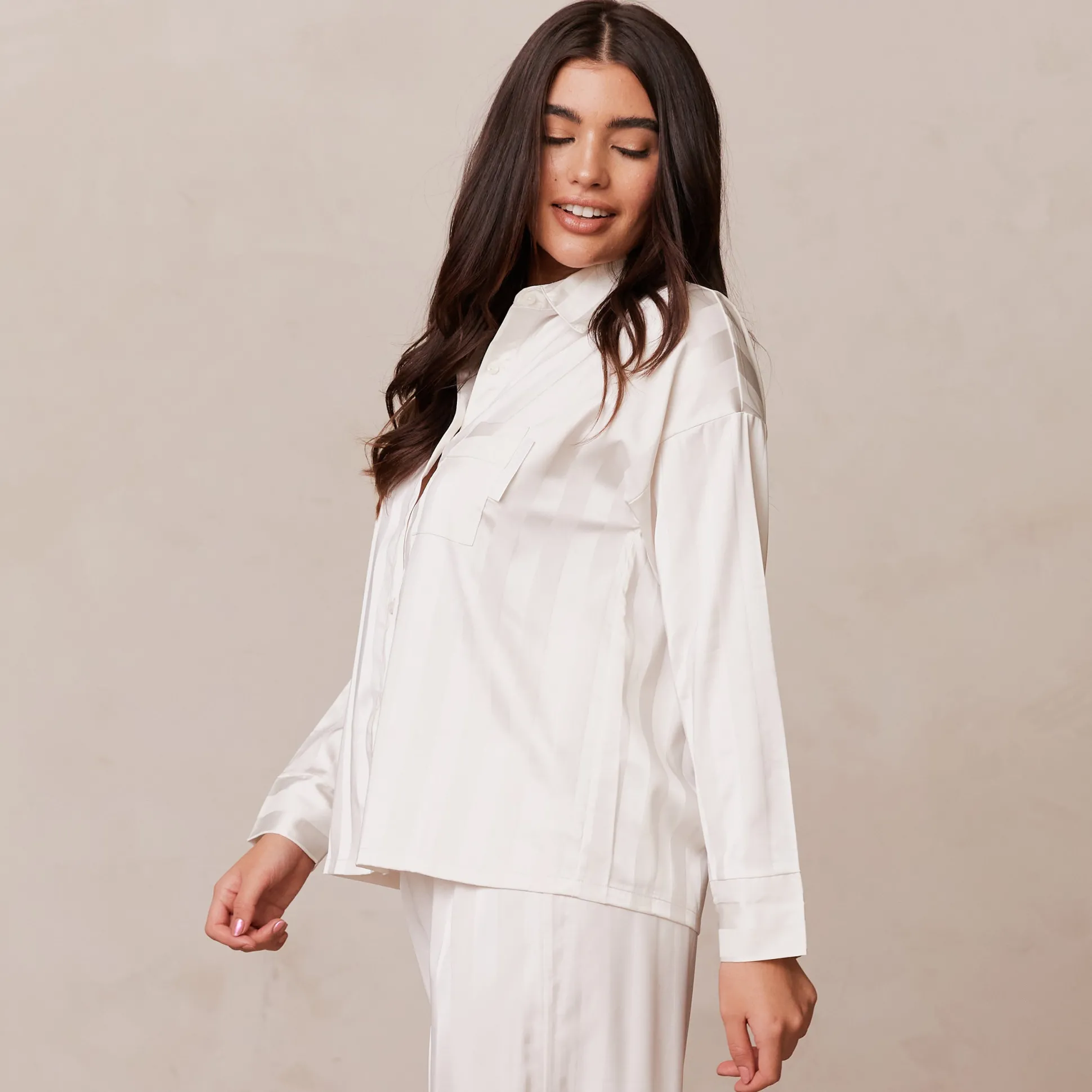 Striped Satin Pyjama Shirt